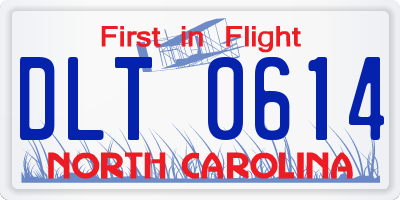 NC license plate DLT0614