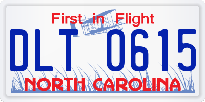 NC license plate DLT0615