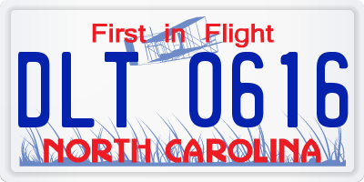 NC license plate DLT0616