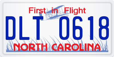 NC license plate DLT0618