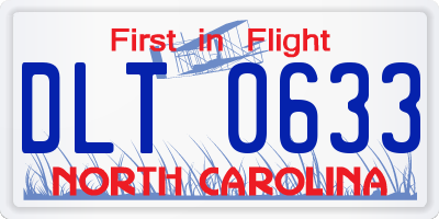 NC license plate DLT0633