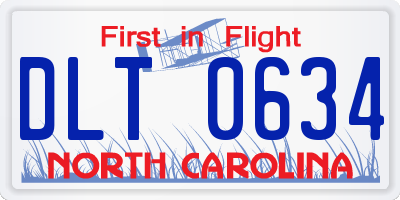 NC license plate DLT0634