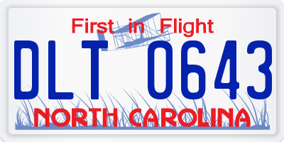 NC license plate DLT0643