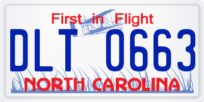 NC license plate DLT0663