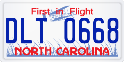 NC license plate DLT0668