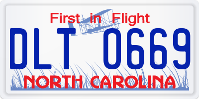 NC license plate DLT0669