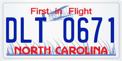 NC license plate DLT0671