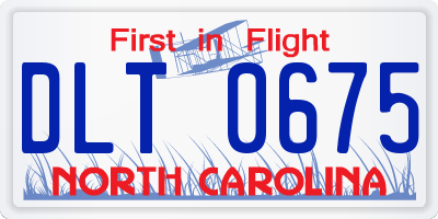 NC license plate DLT0675