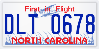 NC license plate DLT0678