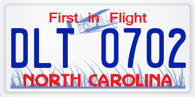 NC license plate DLT0702