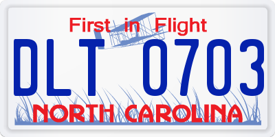 NC license plate DLT0703