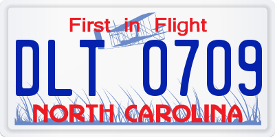 NC license plate DLT0709