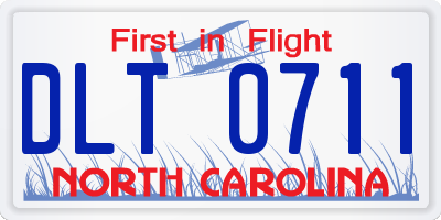 NC license plate DLT0711