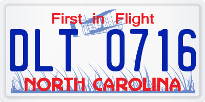 NC license plate DLT0716