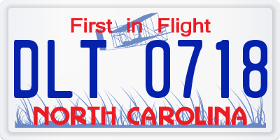 NC license plate DLT0718