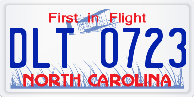 NC license plate DLT0723