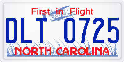 NC license plate DLT0725