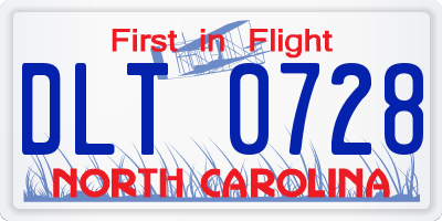 NC license plate DLT0728