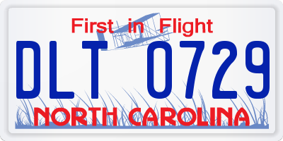 NC license plate DLT0729