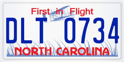 NC license plate DLT0734