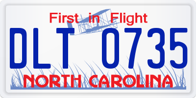 NC license plate DLT0735