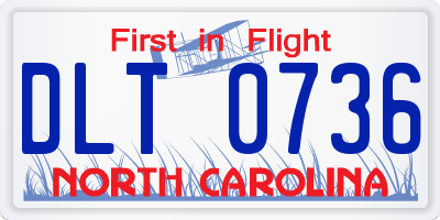 NC license plate DLT0736