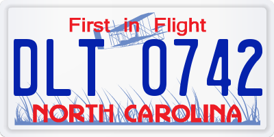 NC license plate DLT0742