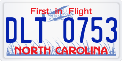 NC license plate DLT0753