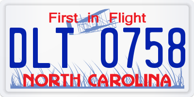 NC license plate DLT0758