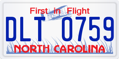 NC license plate DLT0759