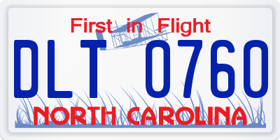NC license plate DLT0760