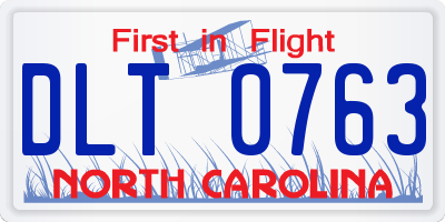 NC license plate DLT0763