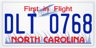 NC license plate DLT0768