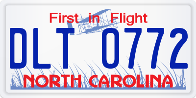 NC license plate DLT0772