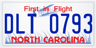 NC license plate DLT0793