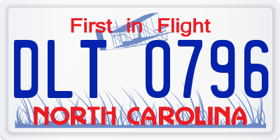 NC license plate DLT0796