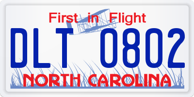 NC license plate DLT0802