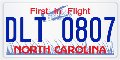 NC license plate DLT0807