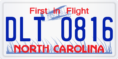 NC license plate DLT0816