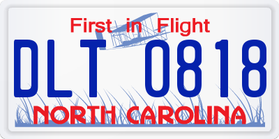 NC license plate DLT0818