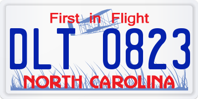 NC license plate DLT0823