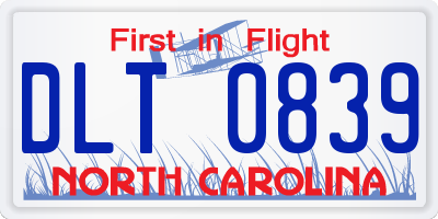 NC license plate DLT0839