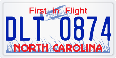 NC license plate DLT0874