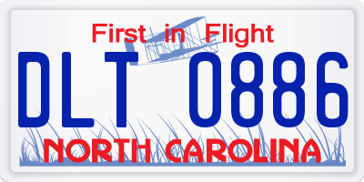 NC license plate DLT0886