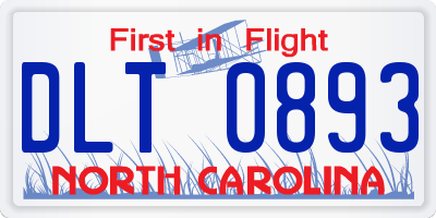 NC license plate DLT0893