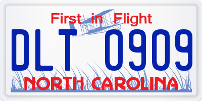 NC license plate DLT0909