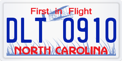 NC license plate DLT0910