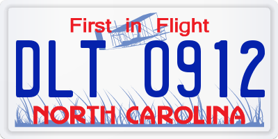 NC license plate DLT0912
