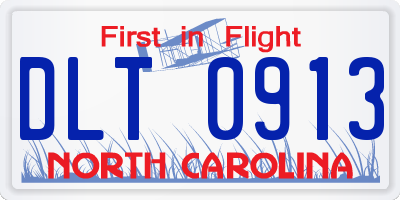 NC license plate DLT0913