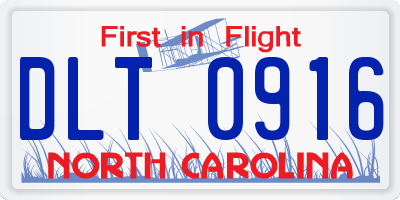 NC license plate DLT0916